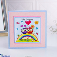 Two Owls on a rainbow Happy Anniversary handmade greeting card Buy Cinnamon Love Creations Online for GREETING CARDS