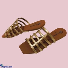 FRONT SQUARD GOLD COLOUR STRAPPED LADIES SLIDER - CASUAL WEAR FOR WOMEN, FASHION LADIES SLIPPERS Buy Royalstag Online for FASHION