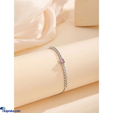 Rhinestone Heart Decor Bracelet With Pink Stone Buy LimitedEditionLK Online for specialGifts