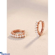 Stainless Steel Rose Gold Mini Pearl Hoops Buy LimitedEditionLK Online for specialGifts