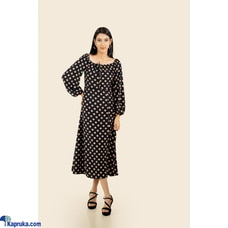 Polka Dot Elegance Long Sleeve Dress - Black gray Buy YOOLACLOTHING Online for specialGifts