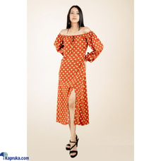 Polka Dot Elegance Long Sleeve Dress - Orange - Beige Buy YOOLACLOTHING Online for specialGifts