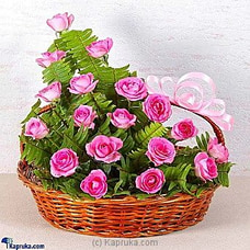 Basket Arrangement Of 20 Pink Roses  Online for intgift
