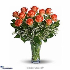 12 Long Stemmed Orange Roses  Online for intgift