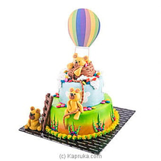 Teddy And The Air Balloon  Two Tier Ribbon Cake  Online for cakes