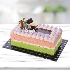 Strawberry Topped Ribbon Cake Buy same day delivery Online for specialGifts