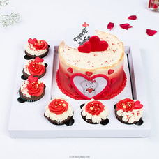 `Adarei Menika` cake with six cupcakes Buy valentine Online for specialGifts