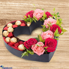 I`m Always Open For You, Arrangement With 9 Roses, 8 Ferrero Rocher, 5 Java Heart Shaped Chocolates Buy lover Online for specialGifts