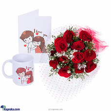 Never Seen Before  I Love You Greeting Card,Mug With 12 Red Roses Boquet Buy valentine Online for specialGifts