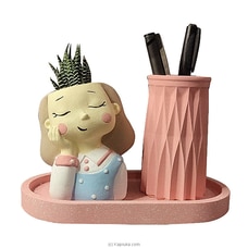 Zebra Cactus Plant In A Thinking Girl Pot With A Pen Holder Buy Flower Delivery Online for specialGifts