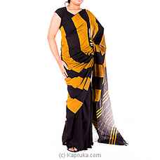 Black And Yellow Handloom Cotton Saree at Kapruka Online