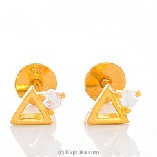 22K Gold Ear Stud Set With 2(c/z) Rounds Buy VOGUE Online for specialGifts