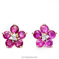 18kt Gold E`stud Set With Ruby & Diamonds-E884/1  Online for specialGifts