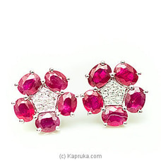18kt Gold E`stud Set With Ruby & Diamonds-E935/1  Online for specialGifts