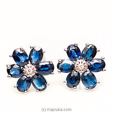 18kt W/Gold E`stud Set With Blue Sapphire & Diamonds-E888/3  Online for specialGifts