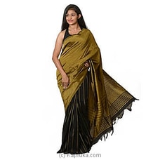 Black & Mustard Handloom Cotton Saree  By Kamba  Online for specialGifts