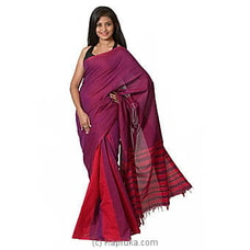 Red And Purple Handloom Cotton Saree  By Kamba  Online for specialGifts