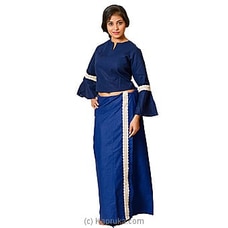 Linen Navy Blue Lace Lungi with Blouse Materiel Buy SWINI AYURVEDIC (Kamba) Online for specialGifts