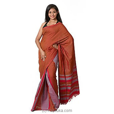 Orange, Pink And Light Purple Handloom Cotton Saree at Kapruka Online