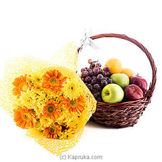 Supreme Fruit Basket With Yellow Flowers at Kapruka Online