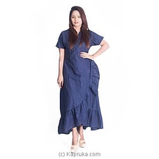 Blue Frill Linen Dress Buy SWINI AYURVEDIC (Kamba) Online for specialGifts