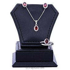 Stone N String Garnet Silver Necklace Set at Kapruka Online