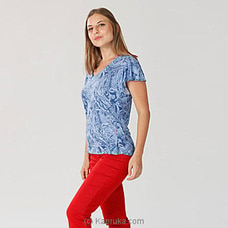 Breezy Blue-Flare Sleeve Knit T-shirt at Kapruka Online