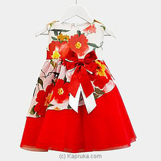 Red Floral printed Silk Chiffon dress Buy Elfin Kids Online for specialGifts