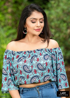 Off the shoulder printed top blue Buy Lady Holton Online for specialGifts