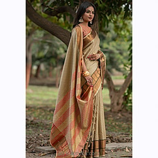 Gold Colour Bordered light red silk saree  By Amare  Online for specialGifts