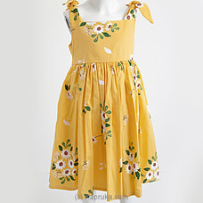 Sarah Yellow colorful  floral print cotton dress at Kapruka Online