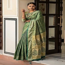 Soft Kanchipuram Silk Saree-green at Kapruka Online