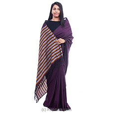 Dark Purple mixed gray orange striped Saree  By Islandlux  Online for specialGifts