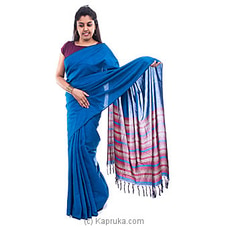 Gray Stripped blue Saree  By Islandlux  Online for specialGifts