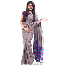 Gray and blue pink strped Saree Buy Islandlux Online for specialGifts