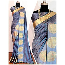 Gray Color Banarasi Silk Saree - Golden Weaving Border By Amare at Kapruka Online for specialGifts