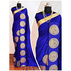 Dark Blue Color Banarasi Silk Saree - Golden Weaving Border at Kapruka Online