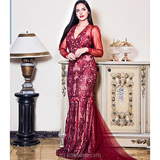 Maroon red beads Long Evening Prom Dress.ZM-1013 Buy ZAMORAH Online for specialGifts
