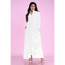 Linen Long Dress with Applique Embroidery White Buy Innovation Revamped Online for specialGifts
