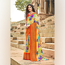 Yellow - Orange Soft Silk Saree at Kapruka Online