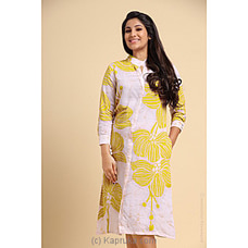 Rayon Batik Short Dress with Orchids Yellow  By Innovation Revamped  Online for specialGifts