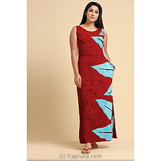 Rayon Batik Sleeveless red Dress  By Innovation Revamped  Online for specialGifts