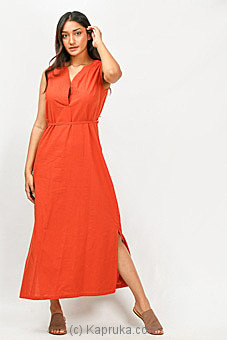 Urban Root  Orange Sleeveless Long Dress with a slit Buy Urban Root Online for specialGifts