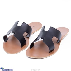 Black H Sandal - Ladies Casual Wear  - Open Toe Flat -  Teen Footwears - Comfy H Slider - Simple Flat Shoes - Women Summer Collection Buy Paired Online for specialGifts