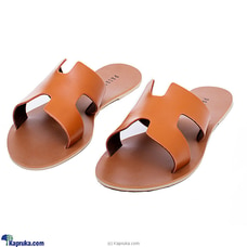 Tan H Sandal - Ladies Casual Wear  - Open Toe Flat - Teen Footwears - Comfy H Slider - Simple Flat Shoes - Women Summer Collection Buy Paired Online for specialGifts