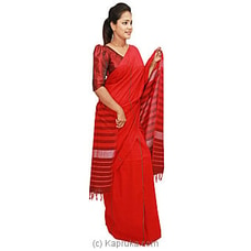 Red mixed Standard cotton Saree -C1487 at Kapruka Online