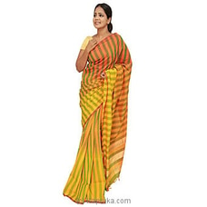 Multi Colour Yellow Stiped Standard Saree-c1496 at Kapruka Online
