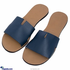 Blue Wide Open Slit Leather Slipper -Ladies Casual Footwear  - Comfortable Teens Summer Flats Sandals Buy Innovation Revamped Online for specialGifts