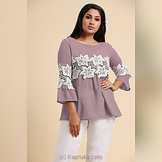 Soft Cotton Mix Lace Frill Top-Dull Pink at Kapruka Online