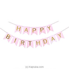 Pink Happy Birthday Banner With Shimmering Gold Letters, Happy Birthday Bunting Banner For Party Decorations, Swallowtail Flag Happy Birthday Sign Buy party Online for specialGifts
